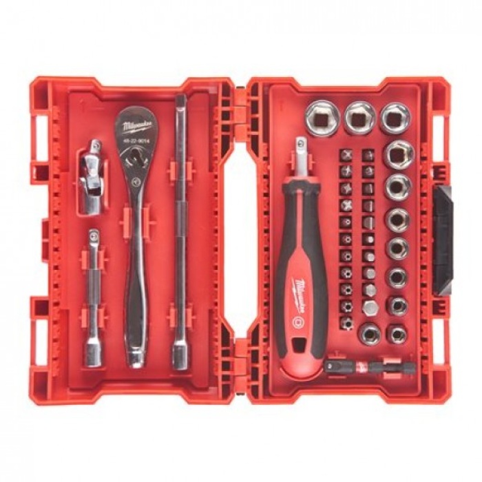 MILWAUKEE КОМПЛЕКТ ВЛОЖКИ + НАКРАЙНИЦИ 1/4" 38 ЧАСТИ