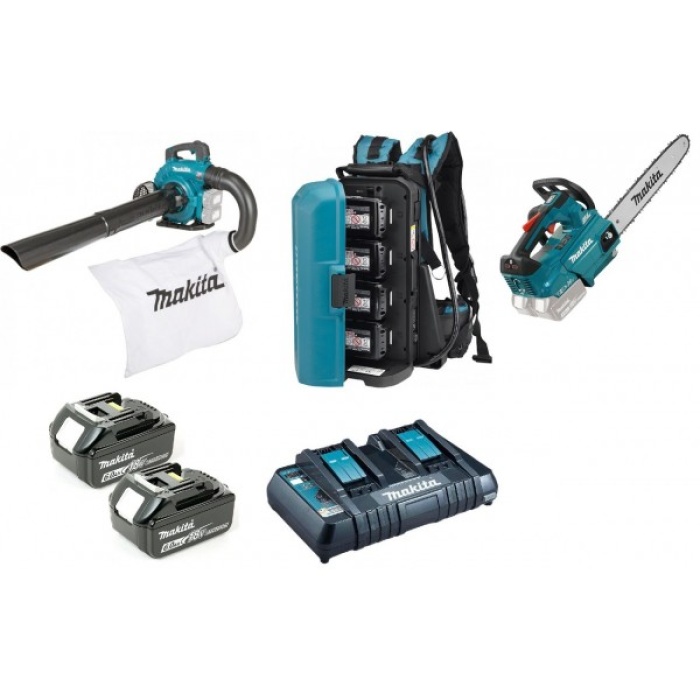 Makita Акумулаторна въздуходувка DUB363ZV + Раница адаптор + АКУМУЛАТОРЕН ТРИОН DUC356Z + Makpac Type3, BL1860Bx2, DC18RD