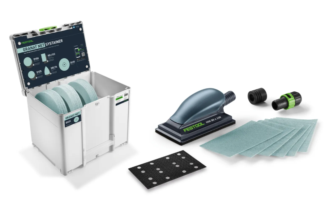 Systainer с Ръчен шкурец Festool HSK-A SYS-P + шкурки D225 GR NET